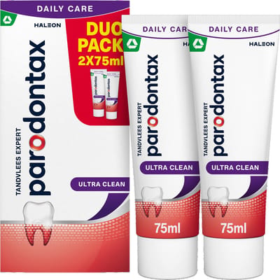 Parodontax Ultra Clean - Tandpasta - Helpt Bloedend Tandvlees Herstellen en Voorkomen - Verwijdert 4x Meer Tandplak dan Normale Tandpasta - Voor Gezond Tandvlees - Bevat Fluoride – Voor Glad Voelende Tanden - Frisse Smaak – 2x 75ml