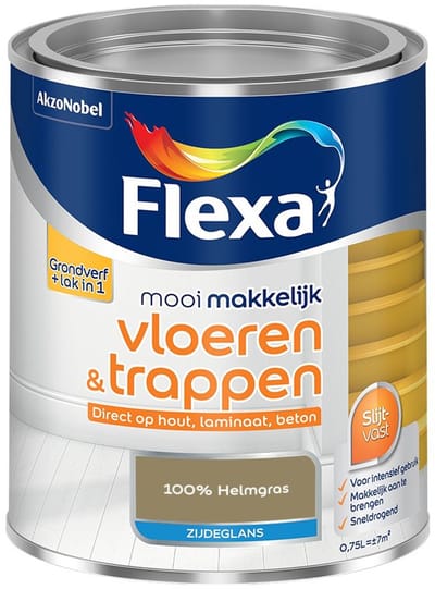 Flexa - Mooi Makkelijk Vloeren & Trappen Zijdeglans - 100% Helmgras - Mengverf - 750 Ml