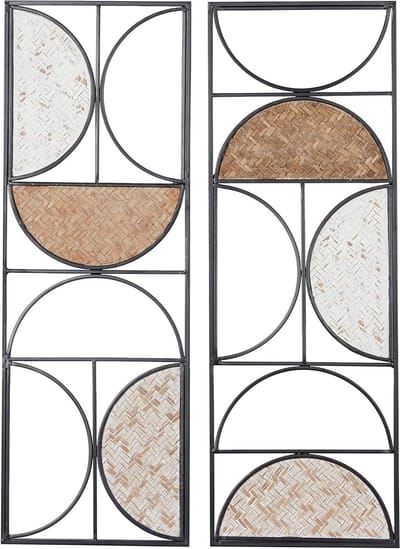 Geometrische Muurdecoratie - Wanddecoratie Set - Woonkamer Decoratie - Set van 2 - 11x30 Inch - Bruin