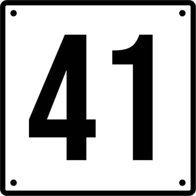 Huisnummerbord 41 - Incl. Schroeven en Pluggen – Acrylaat - 10 x 10 cm - Wit met Zwart
