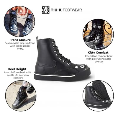 T.U.K. - Gothic Hoge sneakers - Kitty Sneaker Combat Boot - EU36 tot EU42 - voor Vrouwen - zwart