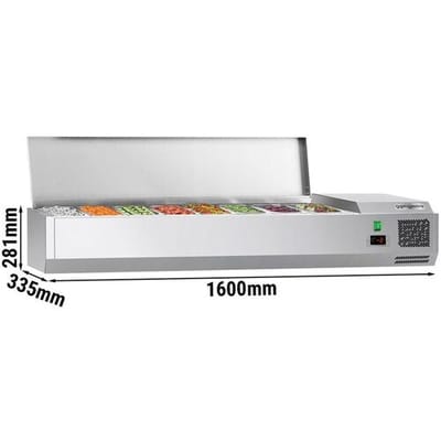 GGM Gastro Kühlaufsatzvitrine ECO - 1600x335mm - 7x GN 1/4 Zilver