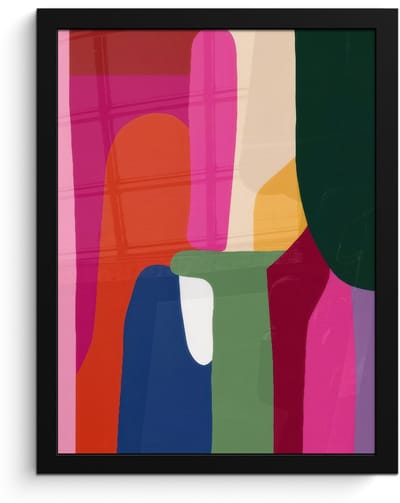 Poster in lijst - Fotolijst 30x40 cm - Posters - Kleurvakken - Recht - Rond - Abstract - Posterlijst zwart - Decoratie - Wanddecoratie woonkamer - Muurdecoratie slaapkamer