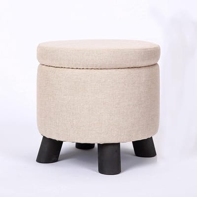 Voetenbankje Opberg - Zitkruk Poef - Woonkamer Inrichting - Verborgen Opbergruimte - 33x30 cm - Beige