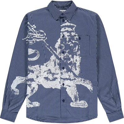 Geruite en bedrukt shirt The New Originals Lion Button