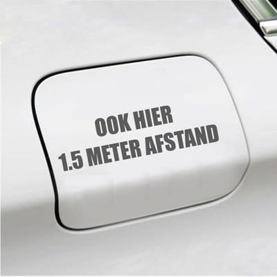Bumpersticker - Ook Hier 1,5 Meter Afstand - 4,2 X 14,8 - Antraciet