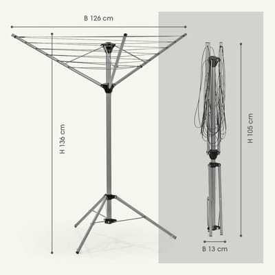 Droogmolen - Inklapbaar Droogrek voor Binnen & Buiten - Mobiele Wasdroogmolen - Verstelbaar Droogrek 4 Niveaus - Lichtgewicht Aluminium Droogmolen - Weerbestendig Wasrek - Compact Camping Droogrek - Zilver & Groen