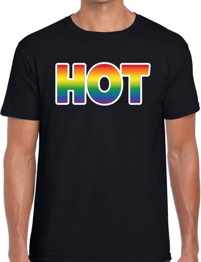 Hot gaypride t-shirt - regenboog t-shirt zwart voor heren - Gay pride S