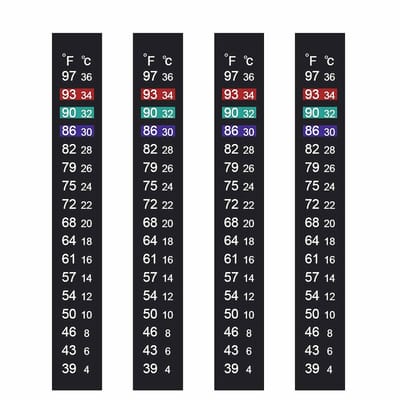Zelfklevende Thermometer Strip voor Aquaria en Kombucha - Temperatuur Meetstickers 10 °F tot 70 °F (4 Stuks)