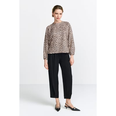 Rich & Royal Printed Scuba Sweat Caffee Latte Maat: 34 | Longsleeves Outlet | Dames | Zwart