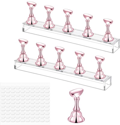 Dailygoods- Nagelstandaard 2 Stuks - Acryl Nagel Display - Oefenhand voor Nageldesign - Magnetische Nagelpads - Dubbelzijdig Plakband - Hoogwaardig Materiaal - Nageldisplay