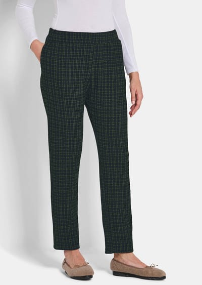 Behaaglijke vrijetijdsbroek - donkerblauw / groen / geruit - Gr. 26 van Goldner Fashion