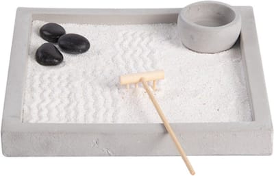 Esschert Design Japanse zen tuin voor thuis/kantoor - grijs - 20 x 20 cm - minituin