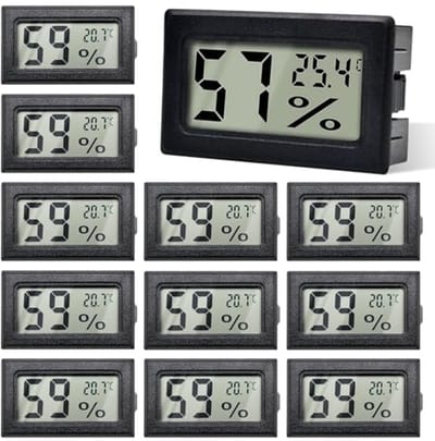 12 stuks Mini Thermometers en Hygrometers voor Binnen - LCD Temperatuur en Luchtvochtigheid Meter