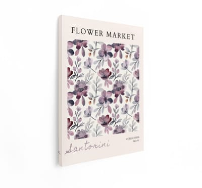 Artaza Canvas Schilderij Bloemenmarkt - 30x40 cm - Wanddecoratie Vintage Bloemen - Muurdecoratie Aquarel - Schilderijen Op Canvas
