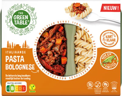 The Green Table - eenpersoons kant-en-klaar maaltijd 550 g - pasta bolognese - plantaardig - hypoallergeen - lang houdbaar - sixpack