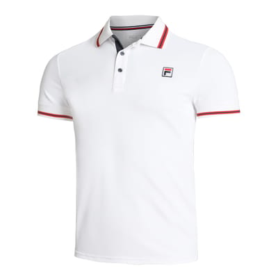 Fila Core Button Piro Polo Heren-Wit,Rood