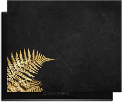 KitchenArt - Golden Fern Touch – Inductie Beschermer - 76x51.5 cm - Kookplaat Beschermer - Luxe Afdekplaat Inductieplaat - Anti-slip & Oprolbaar - Beschermmat Inductiekookplaat