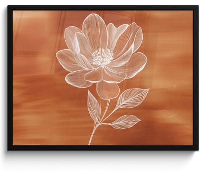 Poster in lijst - Fotolijst 70x50 cm - Posters - Bloem - Minimalistisch - Wit - Posterlijst zwart - Decoratie - Wanddecoratie woonkamer - Muurdecoratie slaapkamer