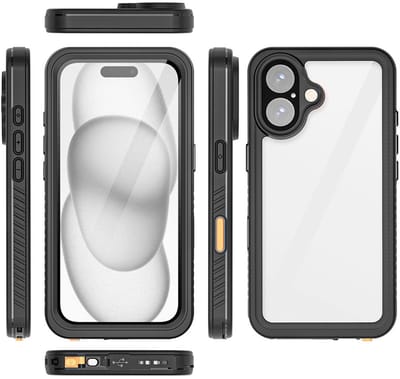 Eiger, Geschikt voor Apple iPhone 16 Plus IP68 Ultra Robuuste 360° Voor & Achterkant Shell, Transparant