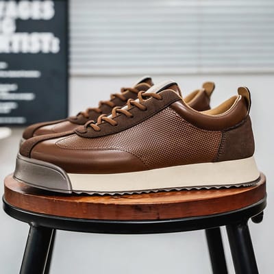 Retro Mode Bruine Heren Lage Sneakers Grote Maat 45 Ademende Platte Schoenen Trainers Heren Vetersluiting Casual Sneakers Zapatillas Hombre 45 brown