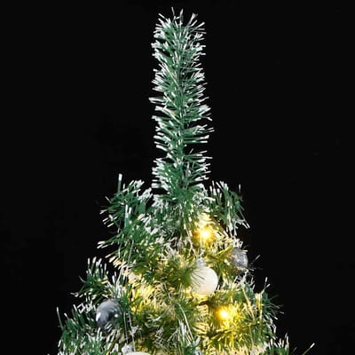 vidaXL - Kunstkerstboom - met - 300 - LED's - kerstballen - en - sneeuw - 240 - cm