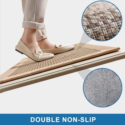 Famanu – Keukentapijt - wasbaar - antislip - keukenloper van katoen en linnen - geweven - tapijtloper - loper - absorberend - keukenmat voor keuken - eetkamer - wasruimte (bruin - 50 x 120 cm)