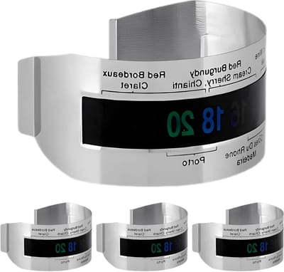 Wijnthermometer armband - Digitale drankmeter - Perfecte temperatuur - Directe aflezing - 4 stuks - Zilver