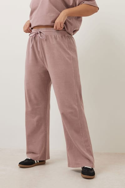 Yours Joggingbroek Van Sweatstof Met Wijde Pijpen In Roze Acid Wash Size 42
