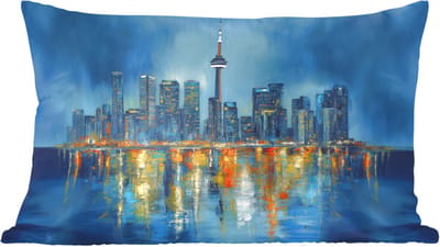 Sierkussens - Kussentjes Woonkamer - 60x40 cm - Skyline Toronto - Water - Stadslichten - Toren