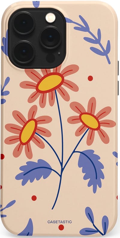 Casetastic hoesje geschikt voor Apple iPhone 14 Pro Max - MagSafe - Dubbellaagse bescherming - Perzikbloem trio - Fashion Case - Lavendel Perzik Zand