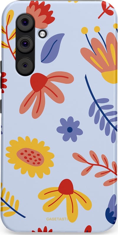Casetastic hoesje geschikt voor Samsung Galaxy A54 (2023) 5G - Dubbellaagse bescherming - Bloemenval - Fashion Case - Lavendel Goud Terracotta