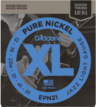D'Addario EPN21 Pure Nickel Jazz Light Snaren voor Elektrische Gitaar (12-51)