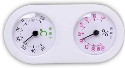 Temperatuur Vochtigheid Meter - Wandthermometer Hygrometer - Binnenklimaat Bewaken - Mechanisch Geen Stroom - 173 x 85 mm - Wit