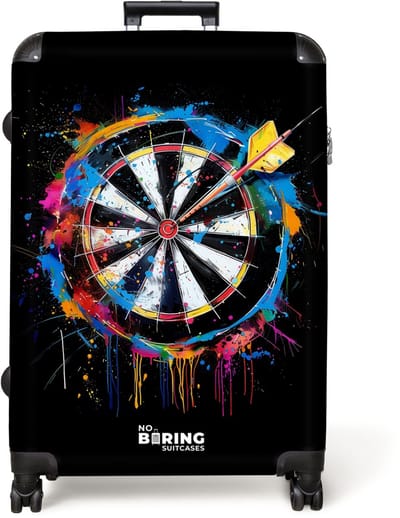 NoBoringSuitcases.com® - Koffer groot - Reiskoffer lichtgewicht - Dartbord met graffiti - Rolkoffer met 4 wielen - Grote trolley XL - 98 liter bagage