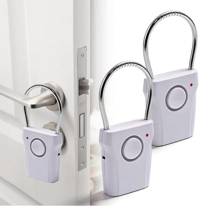 Deurklink Alarm - Deuralarm Raamalarm - Extra Beveiliging - 120 dB Geluidssignaal - 3 AAA Batterijen - Wit
