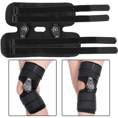 Support de genou réglable pour blessure ligamentaire Arthrose Genouillère Orthèse avec mandrin Small black