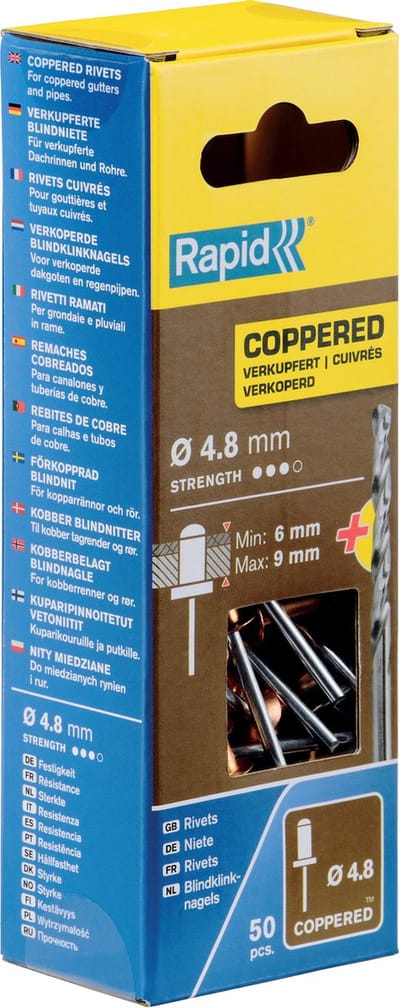 Klinknagels Rapid 5001467 Boor Ø 4,8 x 12 mm Koper Aluminium (50 Stuks)