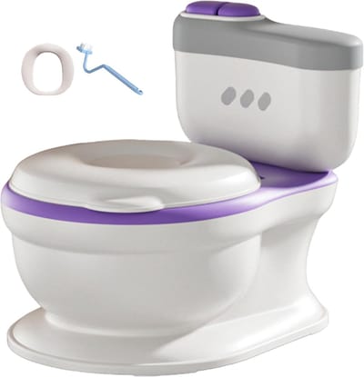 Kinderpotje Toilet - Potjestraining Hulpmiddel - Zindelijkheid Leren - Realistisch Geluid - 40 x 30 x 23 cm - Paars