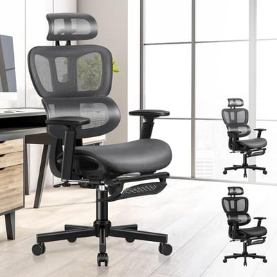 Ergonomische Bureaustoel voor Lange Personen met 3D Armleuningen en Lendensteun - Hoge Kwaliteit Zitten