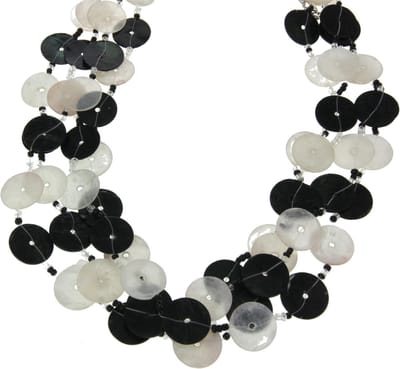 Behave - Zwarte witte schelpen ketting met verlengketting - 44 cm + 7,5 cm