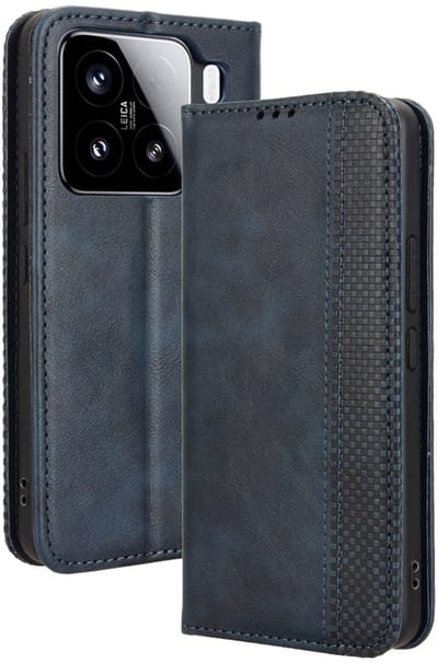 Coverup Hoesje - Geschikt voor Xiaomi 15 Hoesje - Coverup Vintage Style Book Case - Blauw
