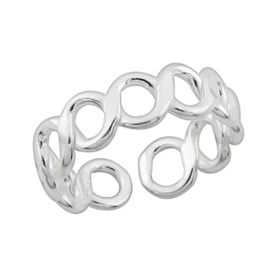 WeLoveSilver - Zilveren teenring - Verstelbaar - Opengewerkte cirkels