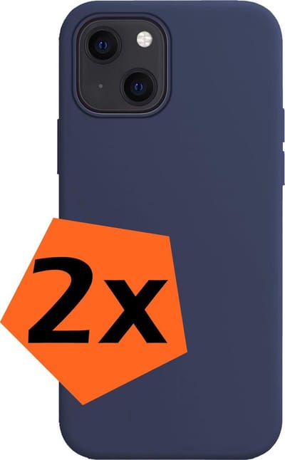 Hoes - 2 Stuks - Geschikt voor Apple iPhone 13 Mini - Sterk & Shockproof - Case Siliconen - Back Cover - Telefoon Hoes - Donkerblauw