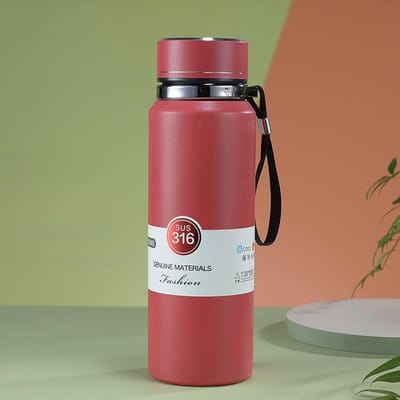 Tasse Thermos Portable en Acier Inoxydable Tasse de Sport d'Extérieur avec Corde de Levage Tasse de Sport Séparation du Thé Tasse à Bandoulière 600ml
