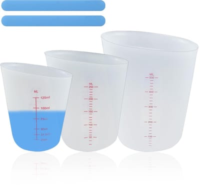 SnelShoppen - Set van 3 Siliconen Maatbekers - Mengbeker voor Epoxyhars - 125ml, 250ml, 500ml - BPA-vrij, Duurzaam, Niet-plakkerig - Perfect voor Giet