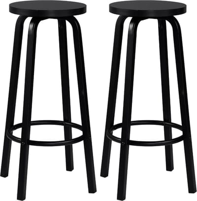 Happyment Barkruk deluxe - Set van 2 - Barkrukken zonder rugleuning - Zwart - 30x30x72cm - Black friday - Kerstcadeau