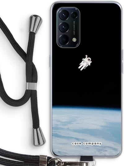 Case Company® - Hoesje met koord geschikt voor Oppo Find X3 Lite hoesje met Koord - Alone in Space - Telefoonhoesje met Zwart Koord - Bescherming aan alle Kanten en Over de Schermrand