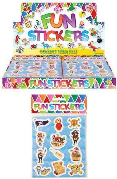 120 Stuks - Fun Stickers - Model: Piraten in Display - Uitdeelcadeautjes - Sticker Piraat - Uitdeel Traktatie voor kinderen