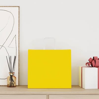 vidaXL - Papieren - zakken - 250 - st - met - hengsels - 32x22x28 - cm - geel